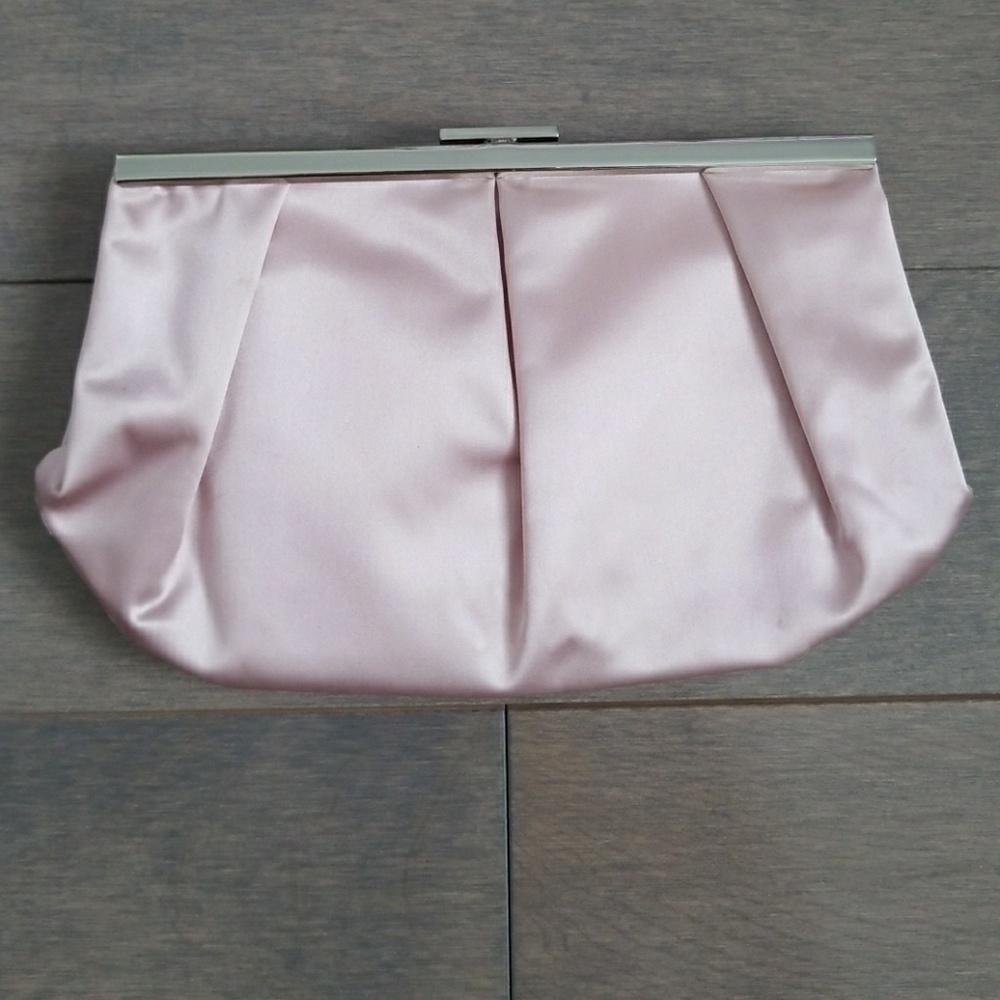 Pink satin clutch